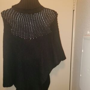 COTE FEMME Black Turtleneck Poncho